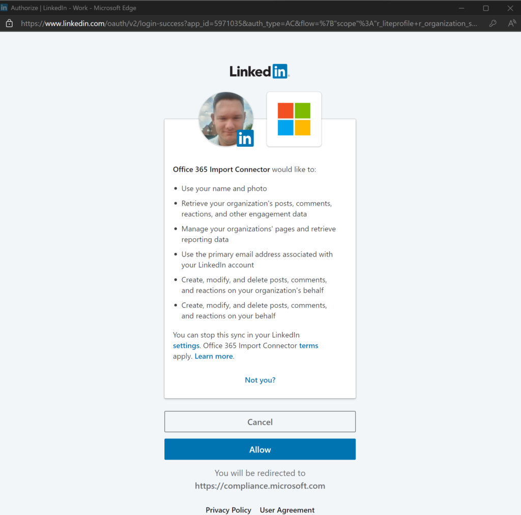 Permissions LinkedIn Account